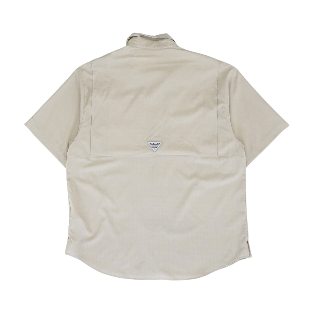 Beige Solid Outdoor Button Down