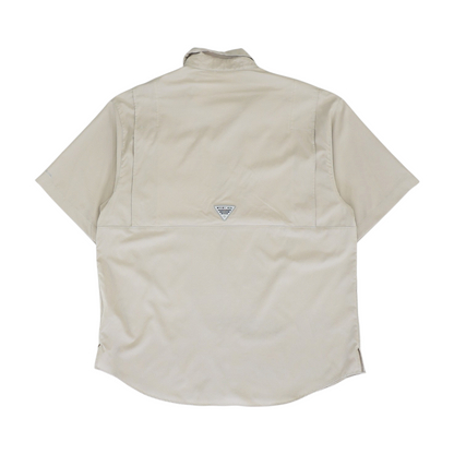 Beige Solid Outdoor Button Down
