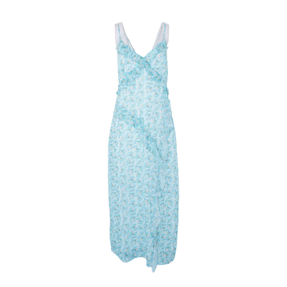 Blue Floral Midi Dress