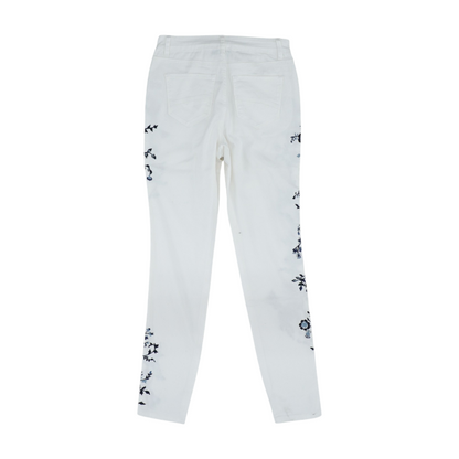 Ivory Floral Skinny Jeans