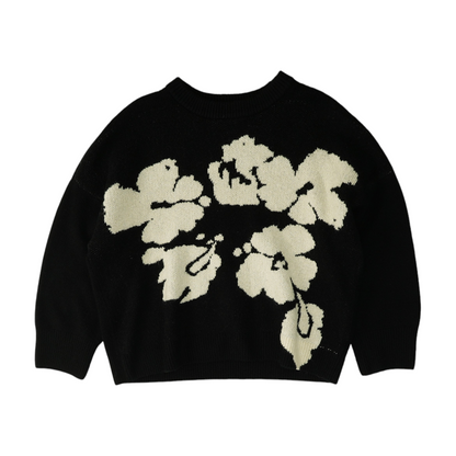 Black Floral Pullover Sweater