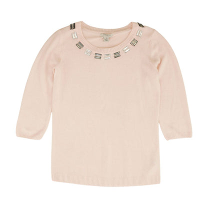 Pink Solid Crewneck Knit Top