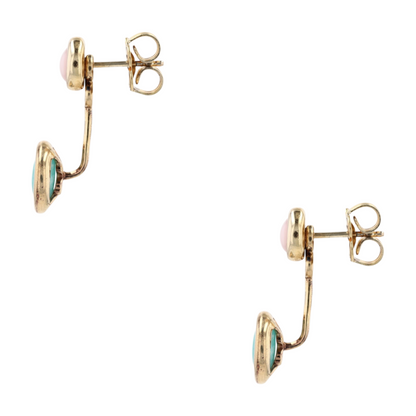 Sterling Silver Green Stone Drop Earrings