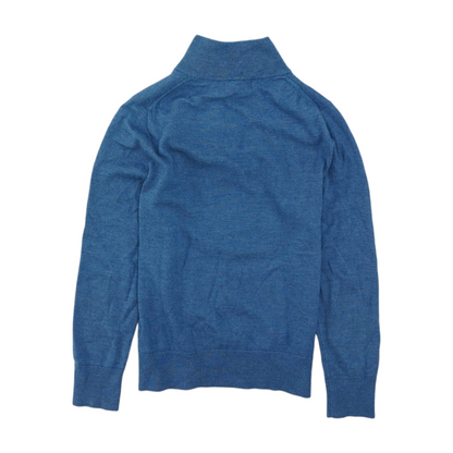 Blue Solid 1/4 Zip Sweater