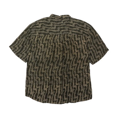 Vintage Black Print Short Sleeve Button Down