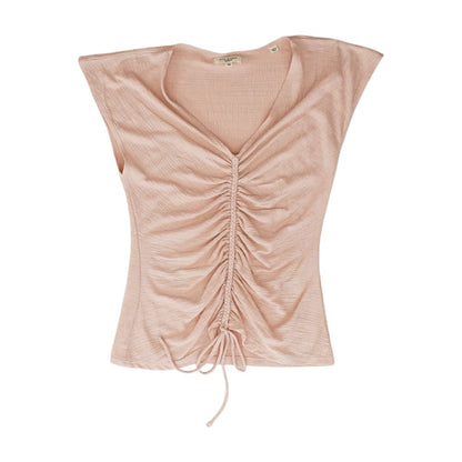 Pink Solid Short Sleeve Blouse