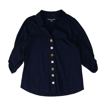 Navy Petite Button Down