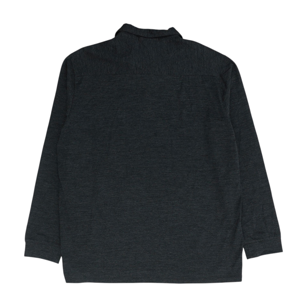 Charcoal Solid Long Sleeve Polo