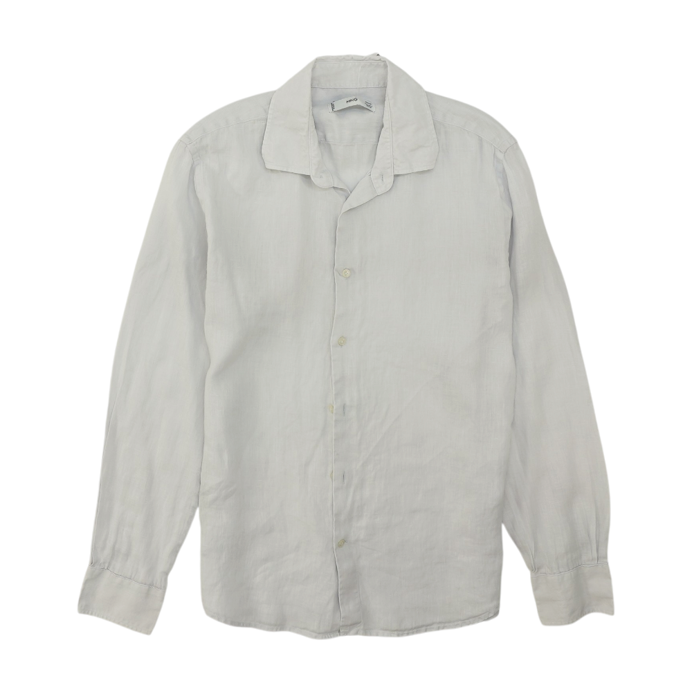 White Solid Long Sleeve Button Down