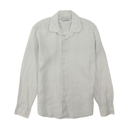 White Solid Long Sleeve Button Down