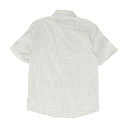 White Print Short Sleeve Button Down