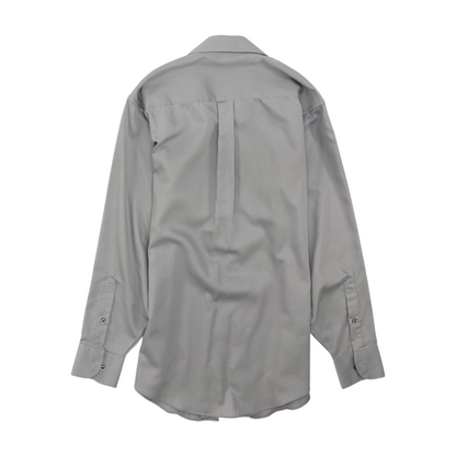 Gray Solid Long Sleeve Button Down