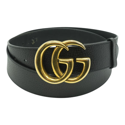 GG Marmont Wide Belt in Black Leather