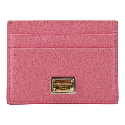Pink Leather Card Holder with Tag