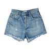 Blue Solid Denim Shorts