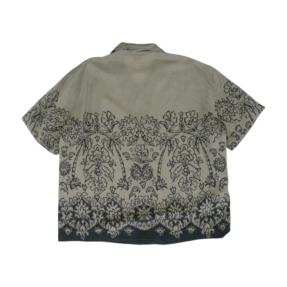 Brown Print Short Sleeve Button Down