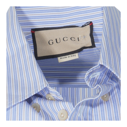Blue Striped Short Sleeve Button Down