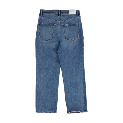 Blue Short High Rise Straight Leg Jeans