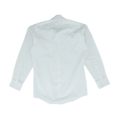 Vintage White Solid Long Sleeve Button Down