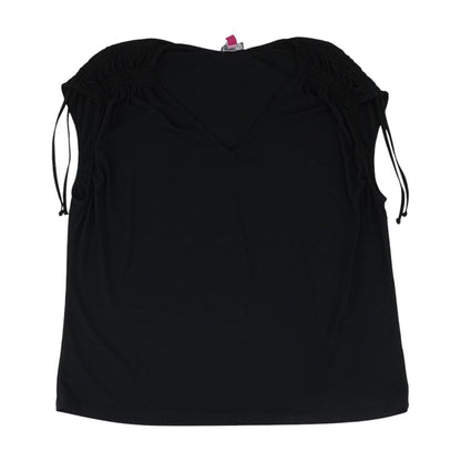 Black Solid Short Sleeve Blouse