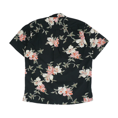 Black Floral Short Sleeve Button Down