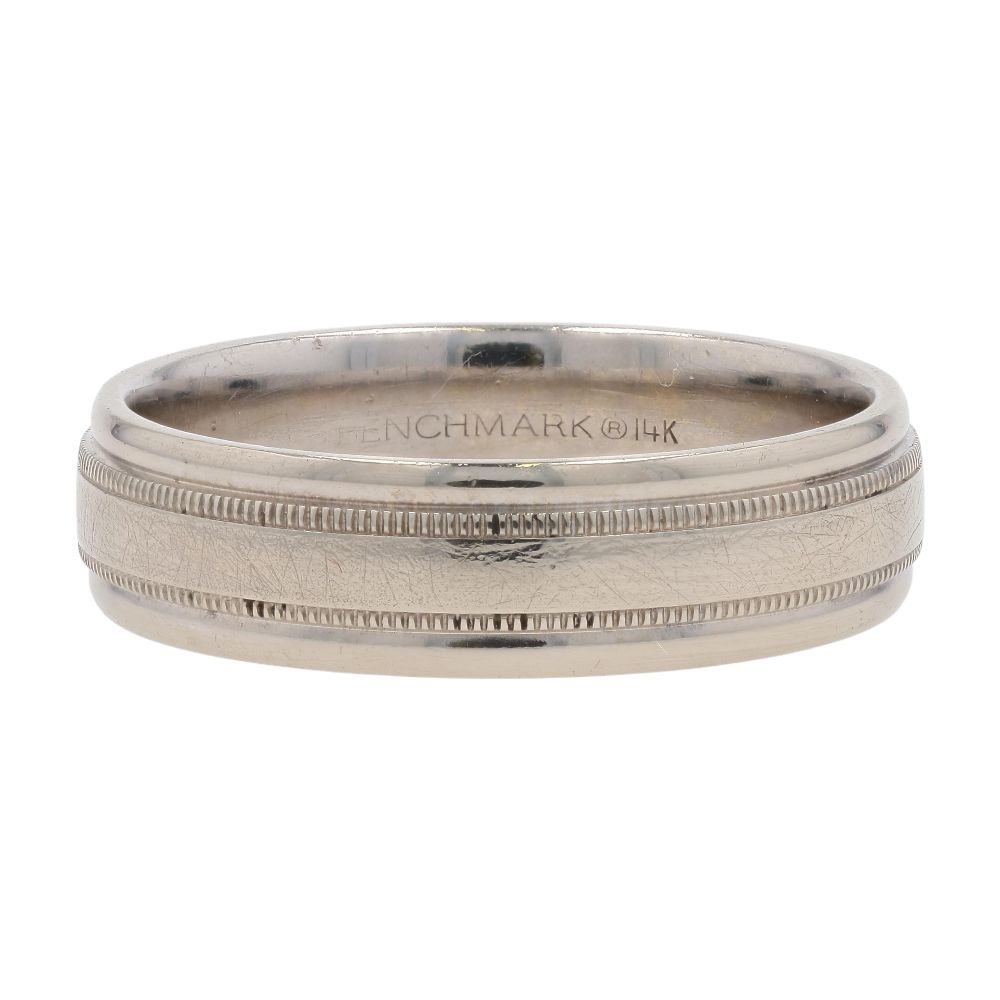 14K White Gold Coin Edge Grooved Band – Unclaimed Baggage
