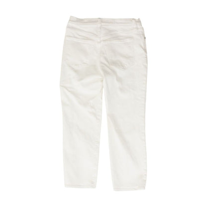 White Solid Capri Straight Leg Jeans