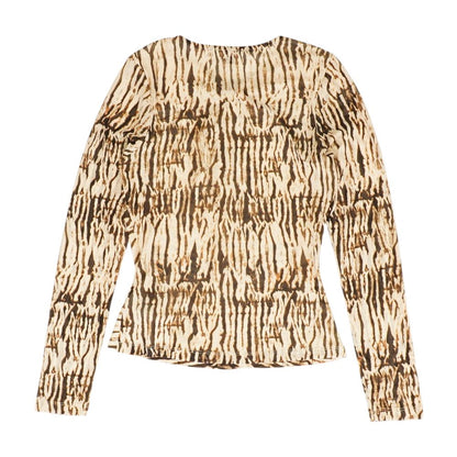 Tan Animal Long Sleeve Blouse