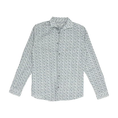 White Polka Dot Long Sleeve Button Down