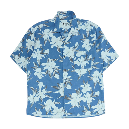 Blue Floral Short Sleeve Button Down