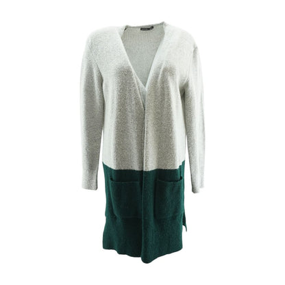 Gray Color Block Cardigan Sweater