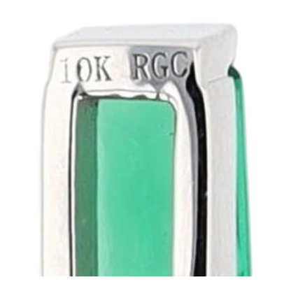 10K White Gold Synthetic Emerald Pendant Necklace