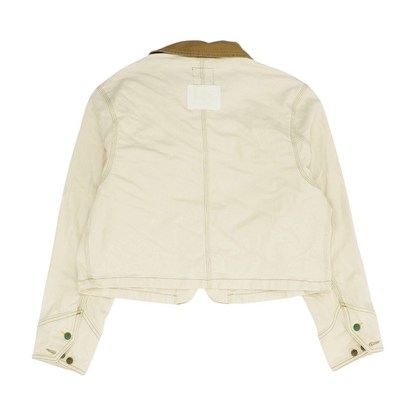 Beige Color Block Denim Jacket
