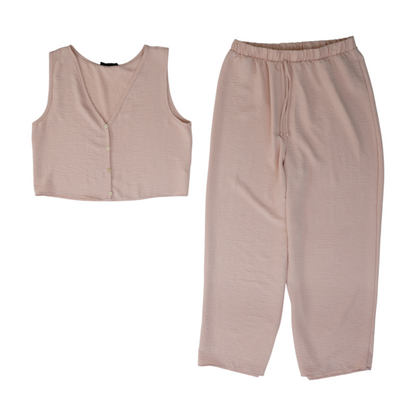 Pink Solid Pant Set