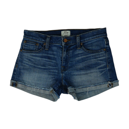 Blue Solid Denim Shorts