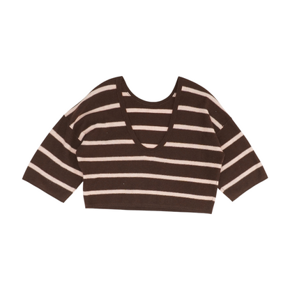 Brown Striped Pullover Sweater