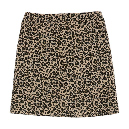 Tan Animal Print Midi Skirt