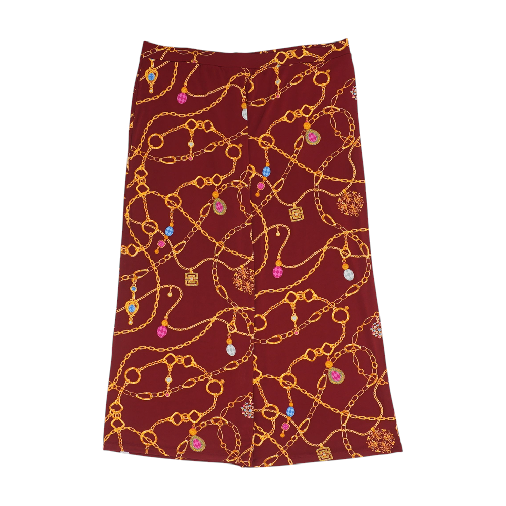 Red Print Wide Leg Pants