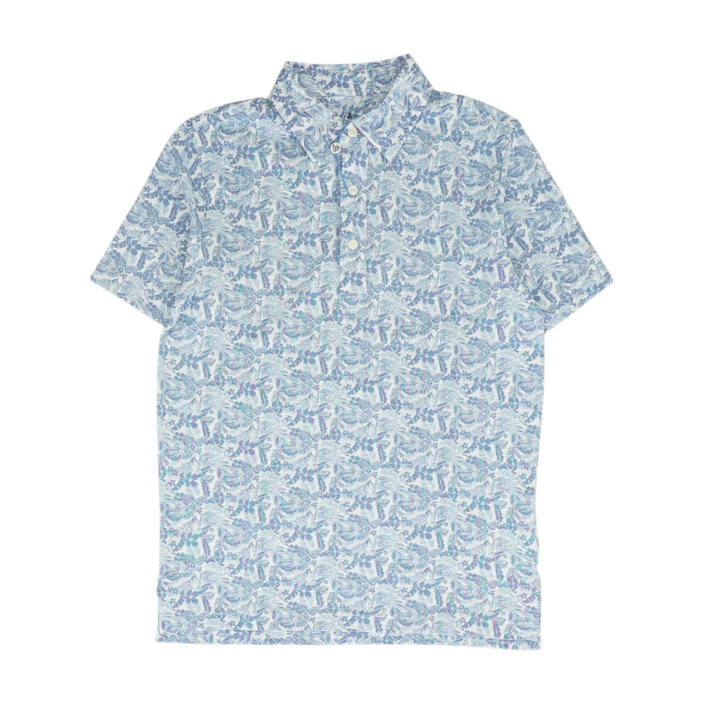 Blue Tropical Short Sleeve Polo