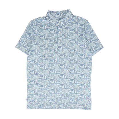 Blue Tropical Short Sleeve Polo
