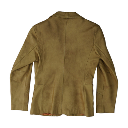 Tan Solid Leather Coat