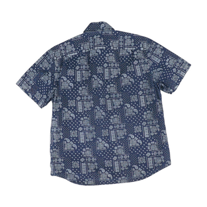 Navy Paisley Short Sleeve Button Down