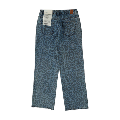 Blue Animal Print Wide Leg Jeans