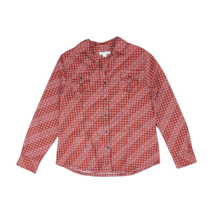 Red Print Button Down