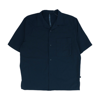 Black Solid Short Sleeve Button Down