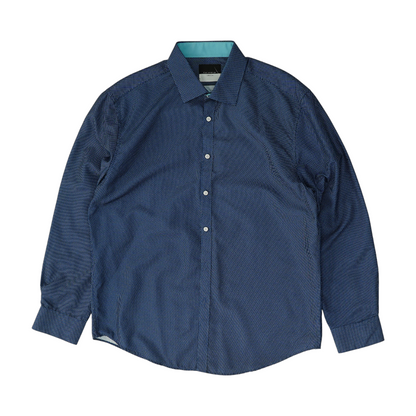 Navy Abstract Long Sleeve Button Down