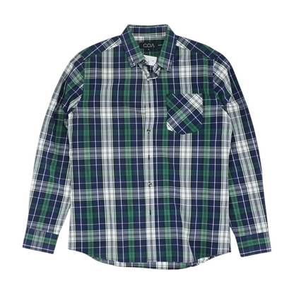 Navy Plaid Long Sleeve Button Down