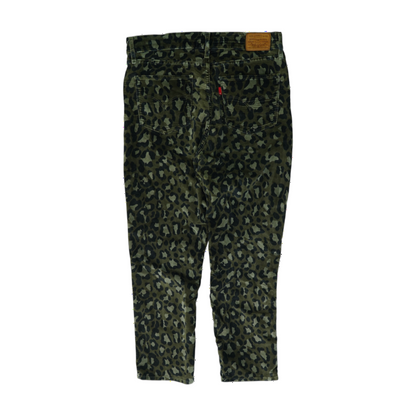 724 Olive Animal Print Straight Jeans