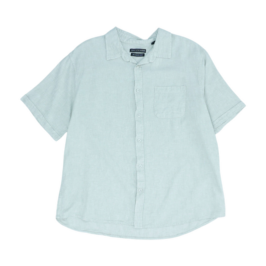 Beige Solid Short Sleeve Button Down