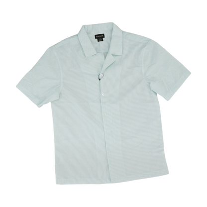 Green Striped Short Sleeve Button Down